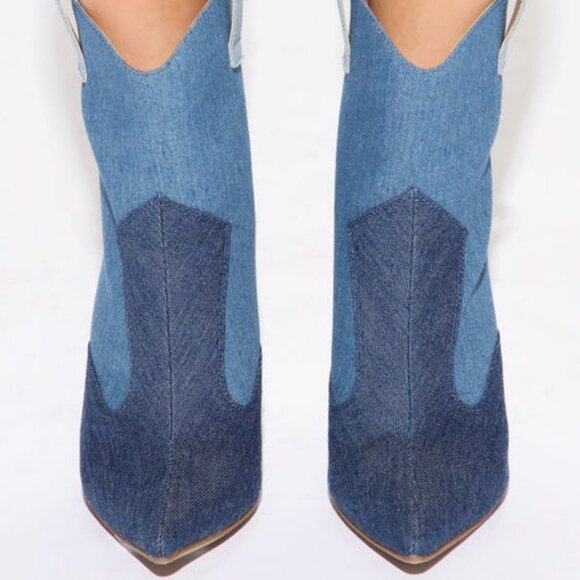 MORE THAN JUST ONE SHADE OF DENIM  Patchwork Booties ( BRAND NEW !!! ) - Picture 3 of 6